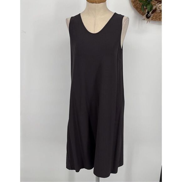 Eileen Fisher Jersey Viscose Scoop Neck Tank Shift Dress Dark Grey‎ M - Picture 10 of 12